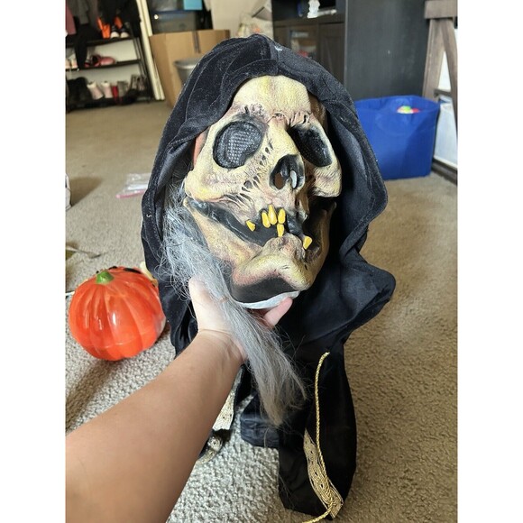 Other - Mario Chiodo 2004 Horror Wicked Witch Skull Mask W/ Hair & Robe Hood